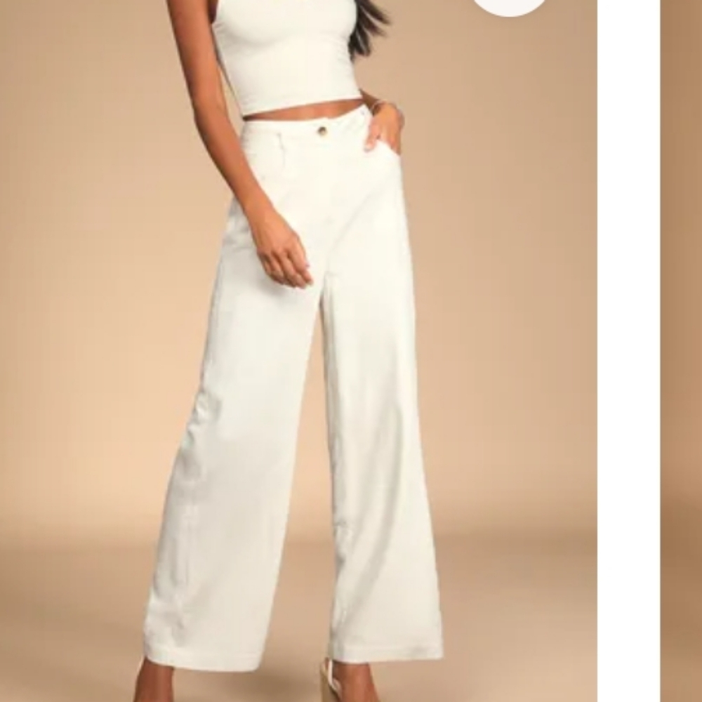 Lulus wide leg white linen pants, size small, new with tags
